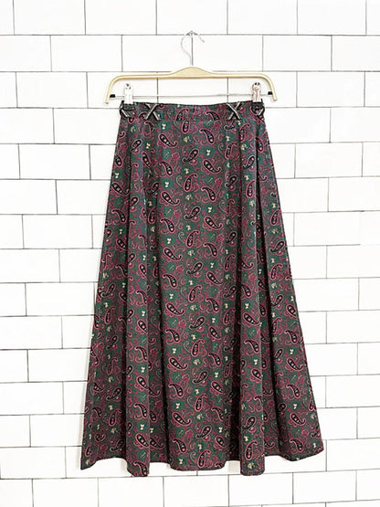 vintage paisley full button a - line midi skirt - good market thrift store