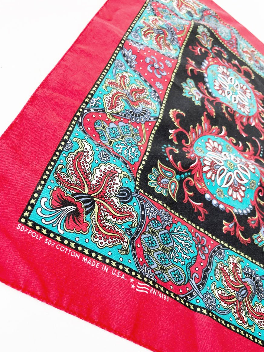 vintage paisley print square bandana | made in USA - good market thrift store