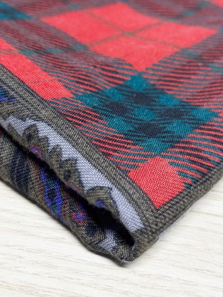 vintage paisley tartan woven xl square scarf | made in Italy - good market thrift store
