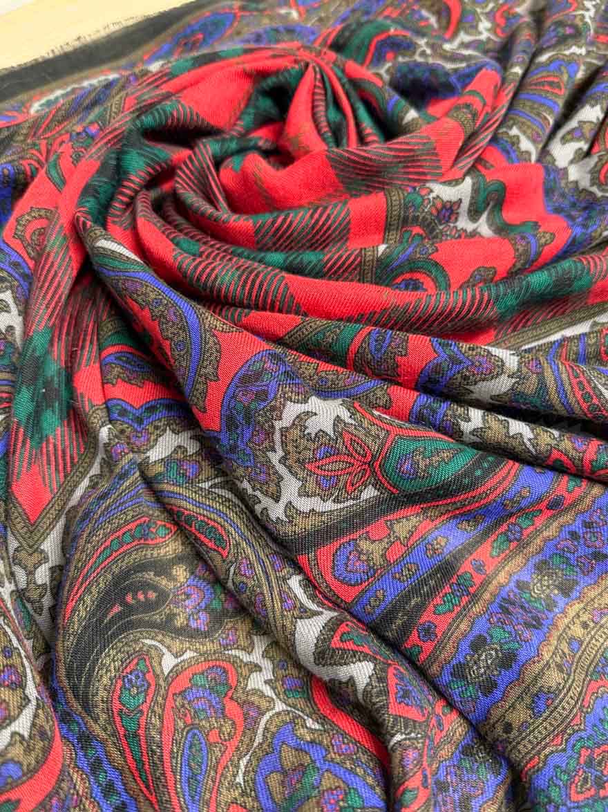 vintage paisley tartan woven xl square scarf | made in Italy - good market thrift store