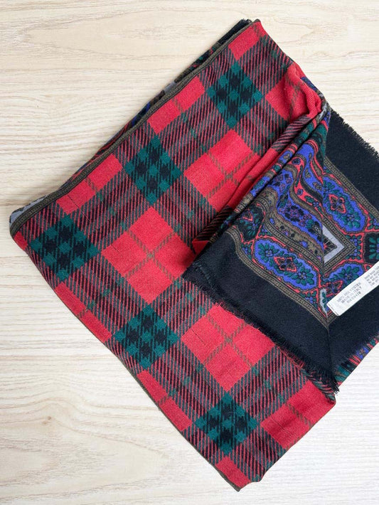 vintage paisley tartan woven xl square scarf | made in Italy - good market thrift store