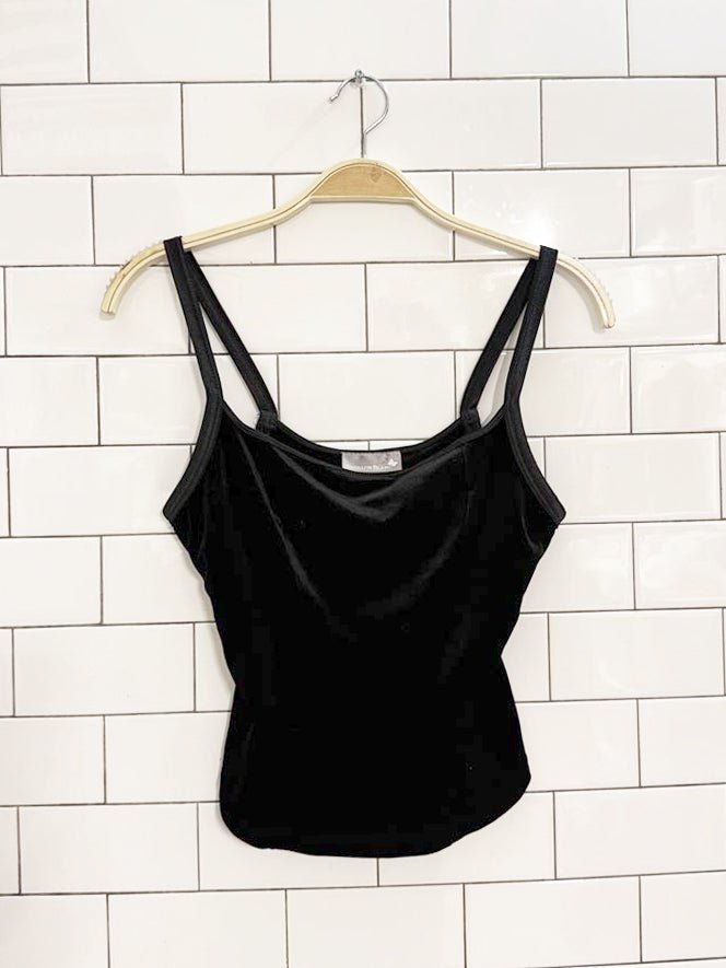 vintage papillion blanc velvet tank top | built - in bra - good market thrift store