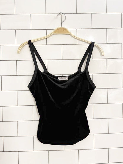 vintage papillion blanc velvet tank top | built - in bra - good market thrift store