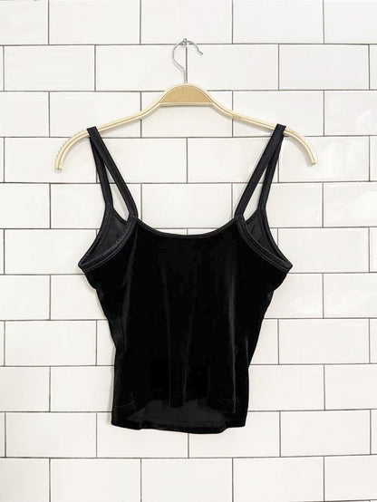 vintage papillion blanc velvet tank top | built - in bra - good market thrift store