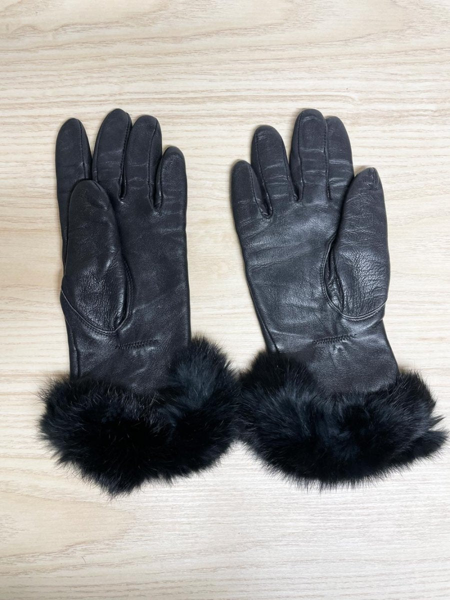 vintage paris rabbit fur trim lambskin leather gloves | lined - good market thrift store