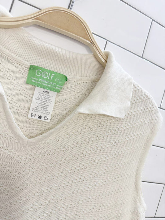 vintage parkhurst pointelle checkvron collared knit top | made in Canada - good market thrift store