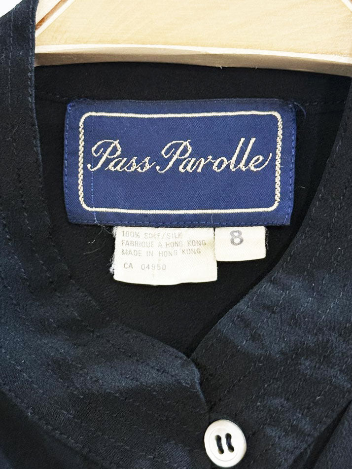 vintage pass parolle 100% silk pleated blouse - good market thrift store