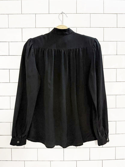 vintage pass parolle 100% silk pleated blouse - good market thrift store