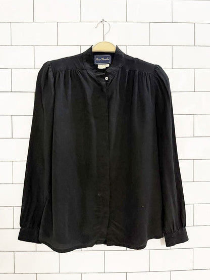 vintage pass parolle 100% silk pleated blouse - good market thrift store