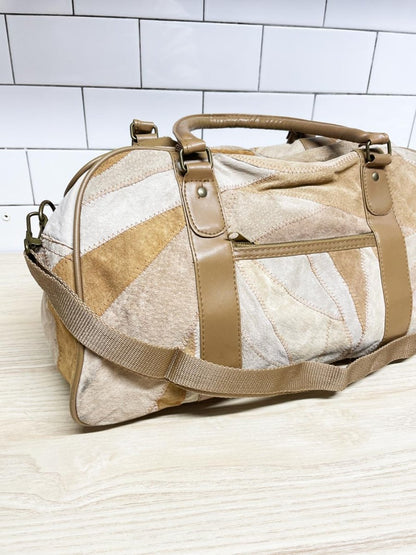vintage patchwork suede leather mini duffle bag - good market thrift store