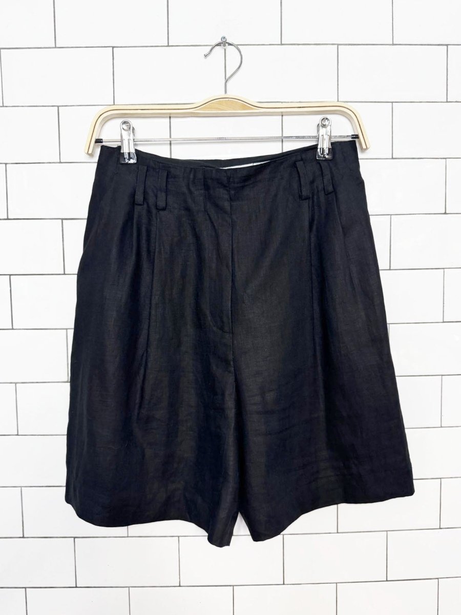 vintage paul alexander 100% linen pleated trouser shorts - good market thrift store