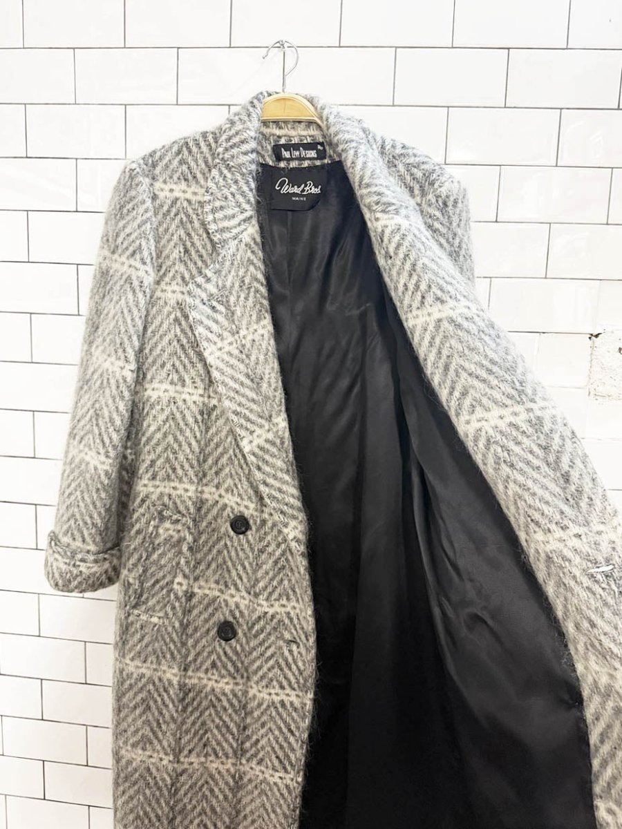 vintage paul levy mohair double breasted herringbone coat | ward bros - good market thrift store