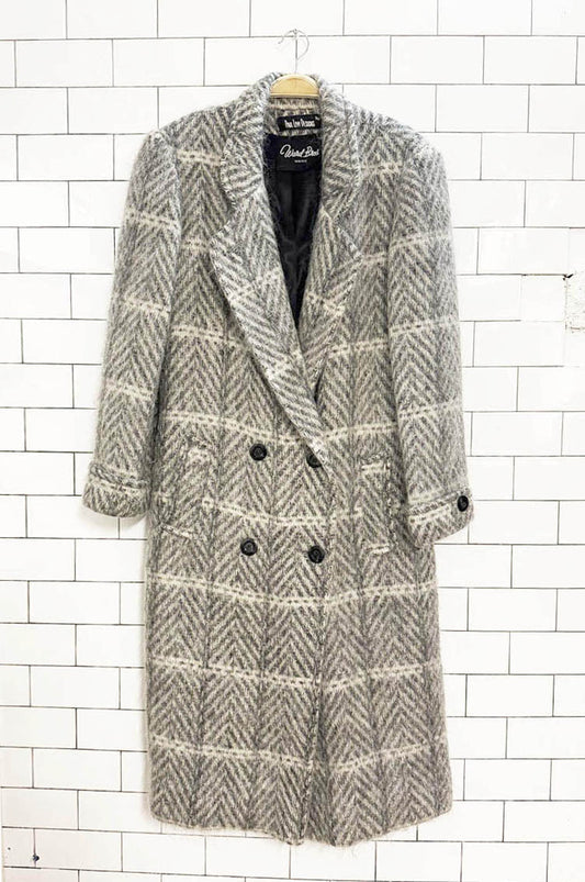 vintage paul levy mohair double breasted herringbone coat | ward bros - good market thrift store