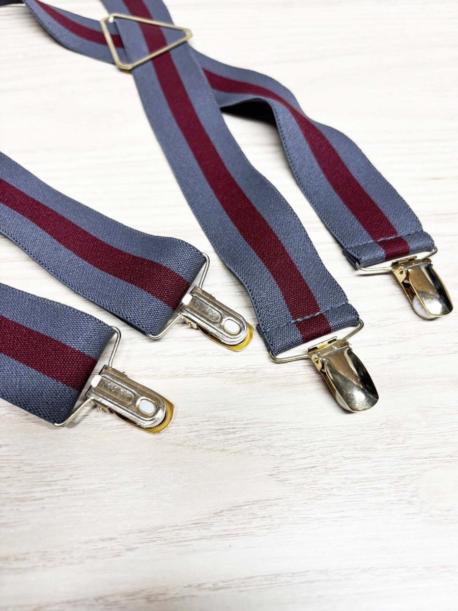 vintage pelican usa striped clip on suspenders - good market thrift store