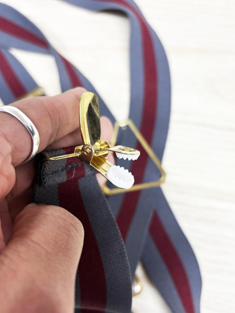 vintage pelican usa striped clip on suspenders - good market thrift store