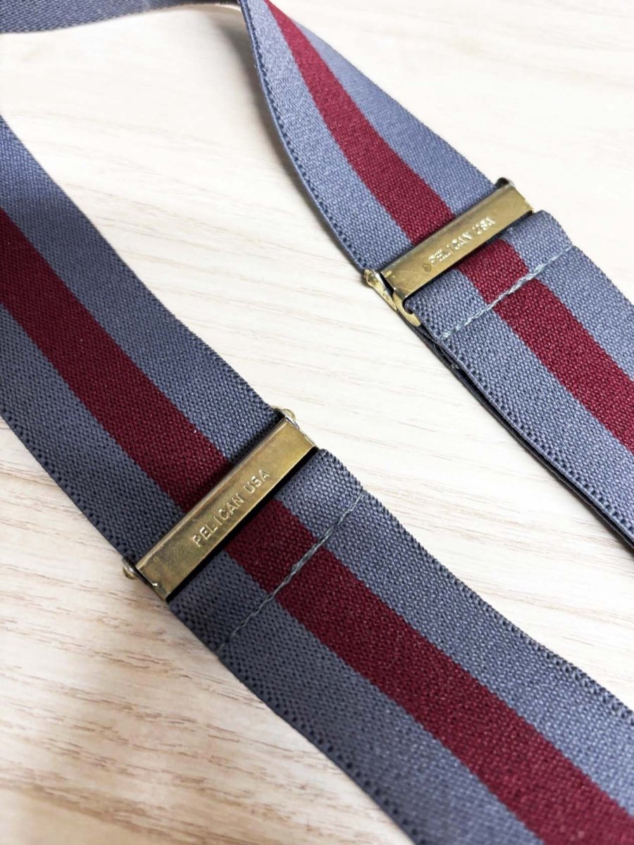 vintage pelican usa striped clip on suspenders - good market thrift store