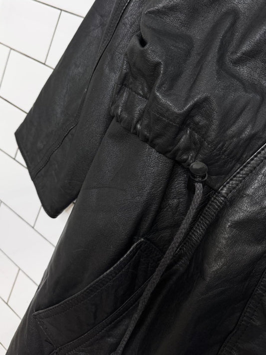 vintage pelle new york leather drawstring cape two-tone full length jacket - good market thrift store