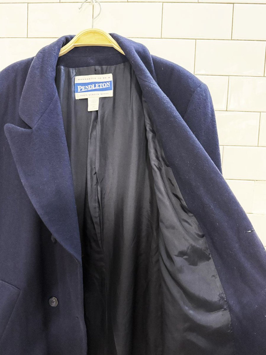 vintage pendleton 100% wool double breasted long coat - good market thrift store