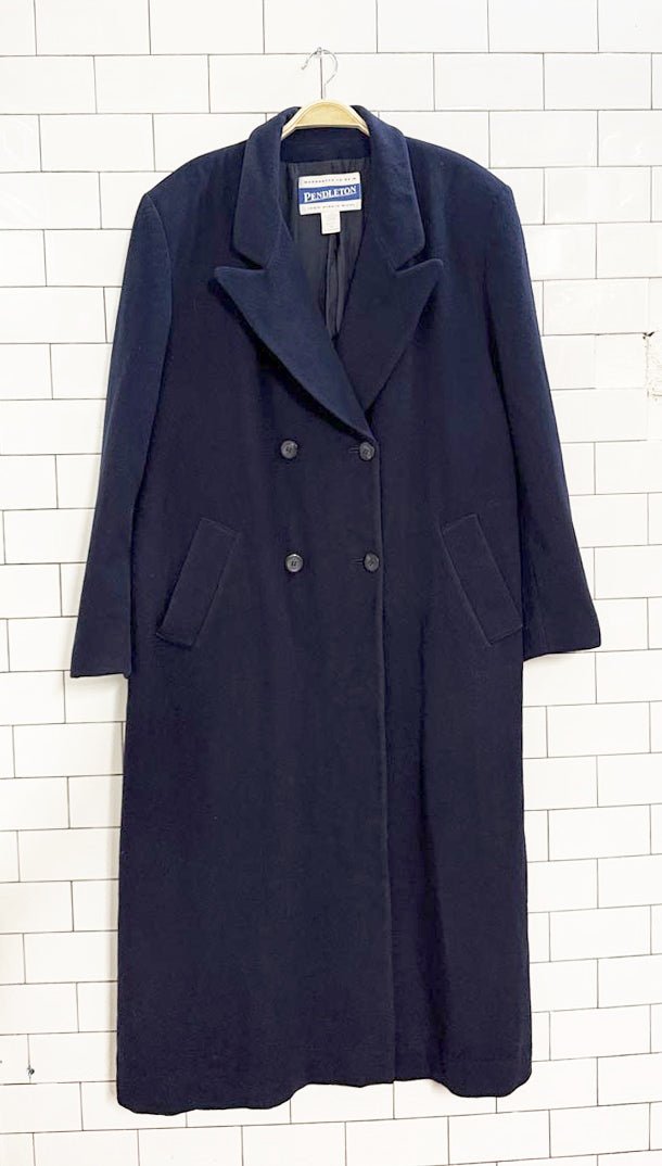 vintage pendleton 100% wool double breasted long coat - good market thrift store