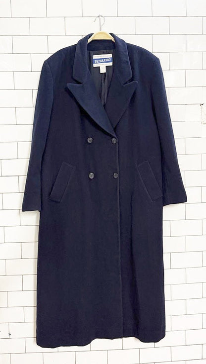 vintage pendleton 100% wool double breasted long coat - good market thrift store