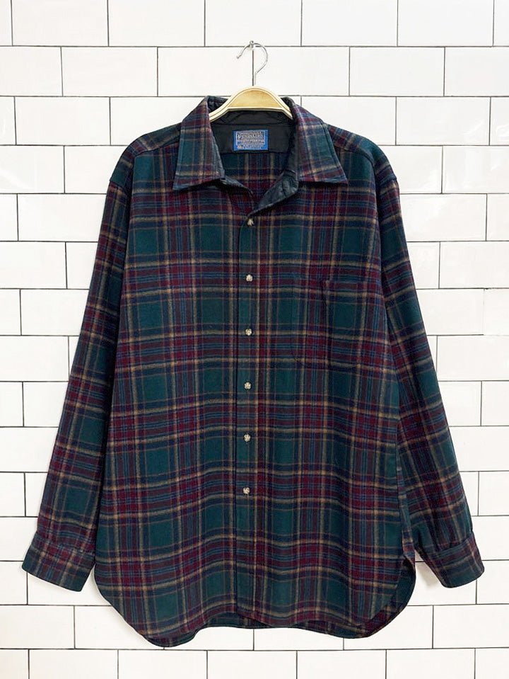 vintage pendleton 100% wool flannel button down shirt | made in USA - good market thrift store