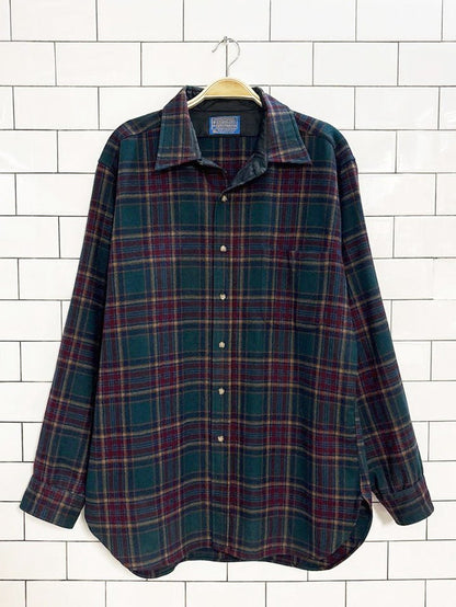 vintage pendleton 100% wool flannel button down shirt | made in USA - good market thrift store