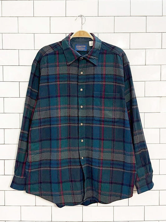 vintage pendleton 100% wool flannel shirt | made in USA - good market thrift store