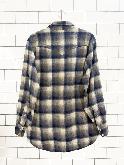 vintage pendleton 100% wool plaid snap button western shirt | made in USA - good market thrift store