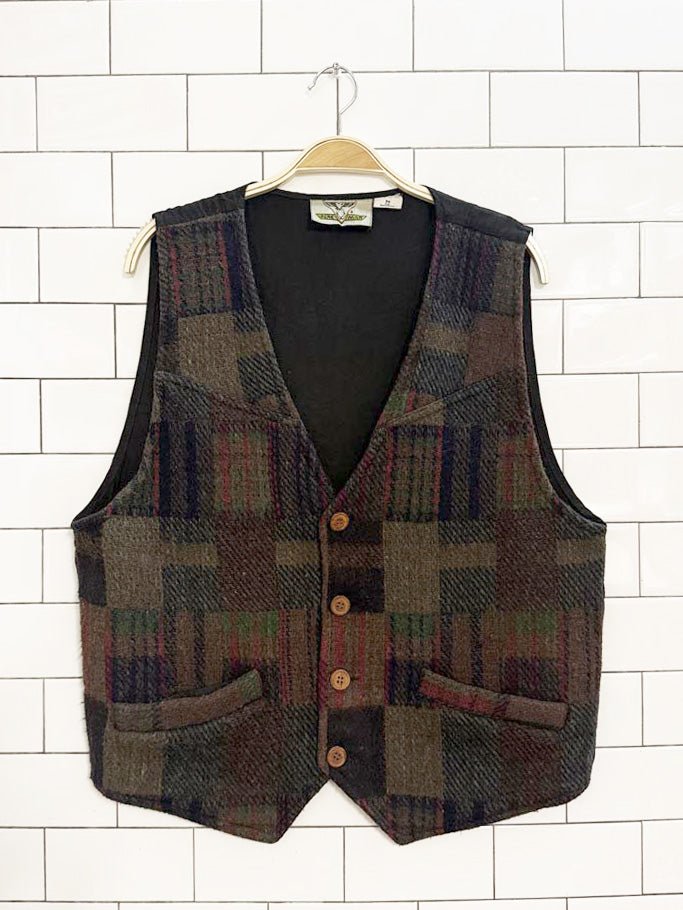 vintage pere mar wool - blend woven check vest | made in India - good market thrift store