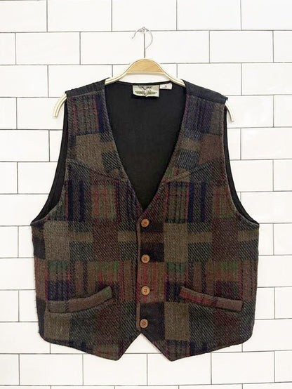vintage pere mar wool - blend woven check vest | made in India - good market thrift store
