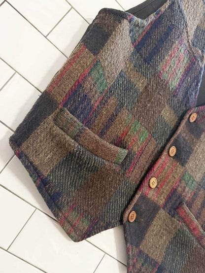 vintage pere mar wool - blend woven check vest | made in India - good market thrift store