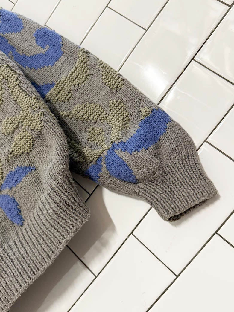 vintage perry ellis portfolio hand - knit chunky abstract sweater - good market thrift store