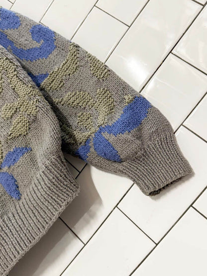 vintage perry ellis portfolio hand - knit chunky abstract sweater - good market thrift store