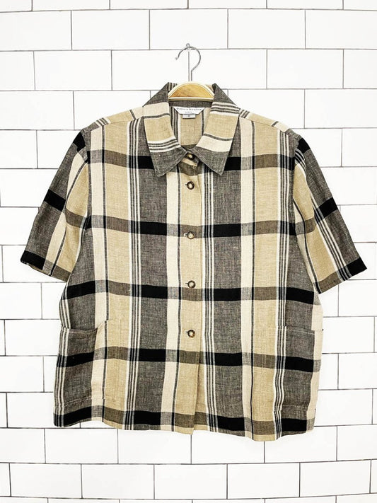 vintage peter nygard linen - blend full button pocket shirt | rework - good market thrift store