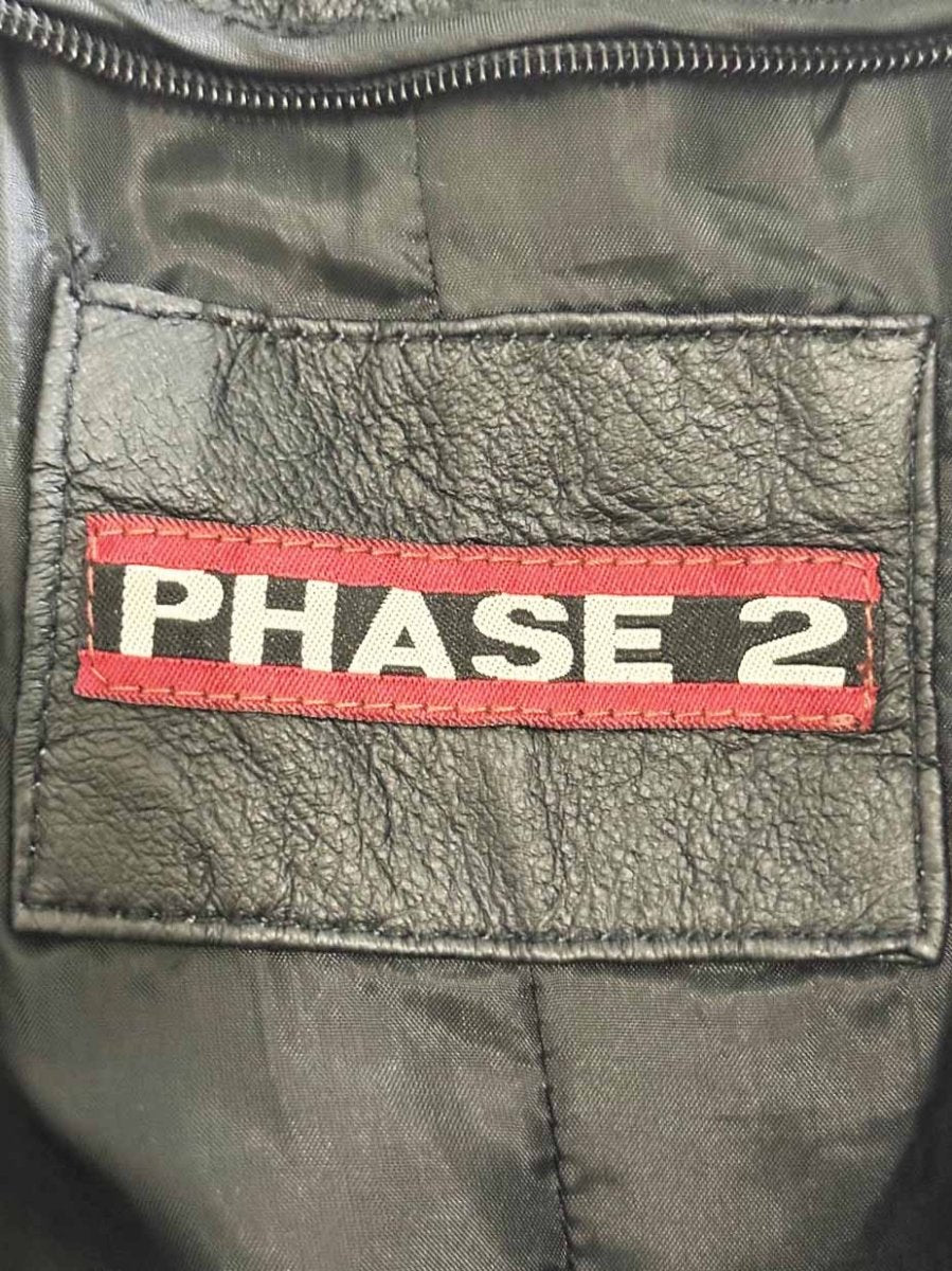 vintage phase 2 leather double breasted belted trench coat - good market thrift store