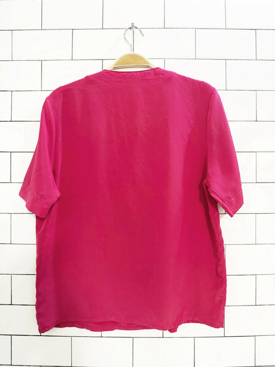 vintage piaf satin boxy full button blouse - good market thrift store