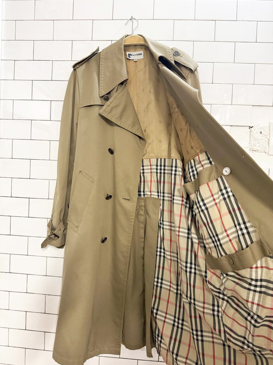 vintage pierre cardin double breasted belted classic trench coat - good market thrift store