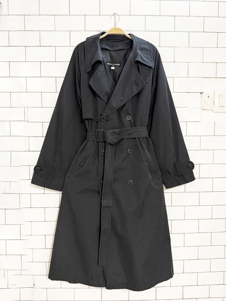vintage pierre cardin double breasted belted trench coat | removable lining - good market thrift store