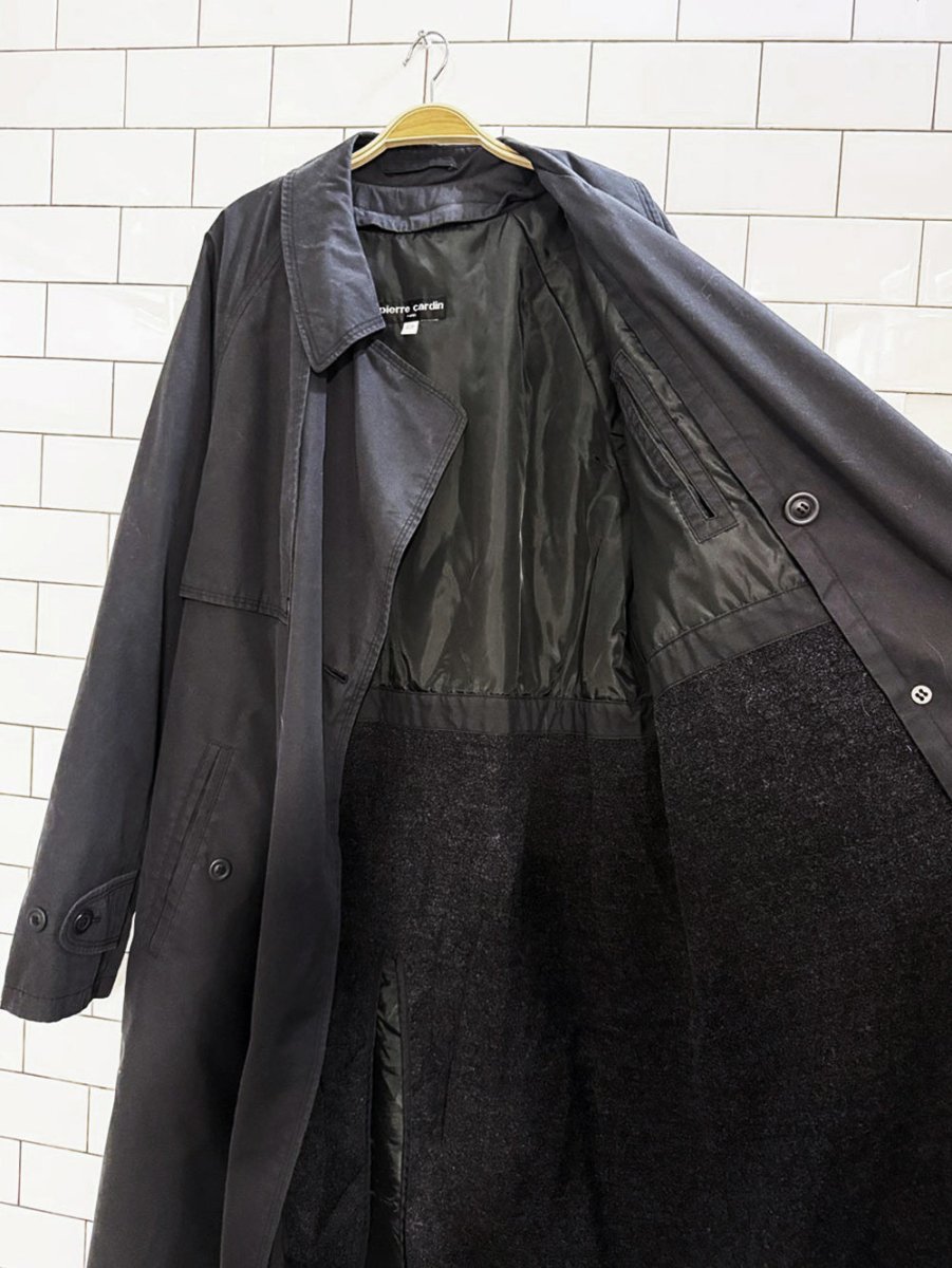 vintage pierre cardin double breasted belted trench coat | removable lining - good market thrift store