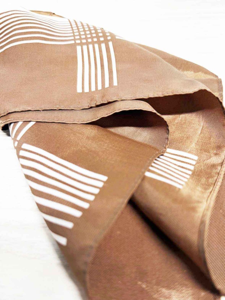 vintage plaid poly satin square scarf - good market thrift store