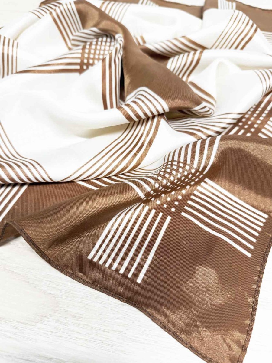 vintage plaid poly satin square scarf - good market thrift store