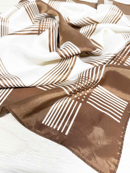 vintage plaid poly satin square scarf - good market thrift store