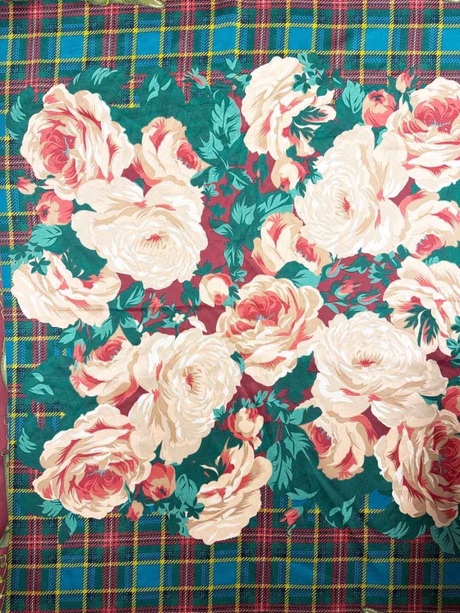vintage plaid rose harness square scarf | made in Italy | the speciality house - good market thrift store