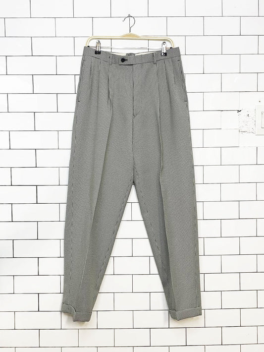 vintage pleated houndstooth cuffed trousers - good market thrift store