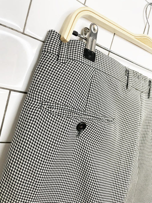 vintage pleated houndstooth cuffed trousers - good market thrift store