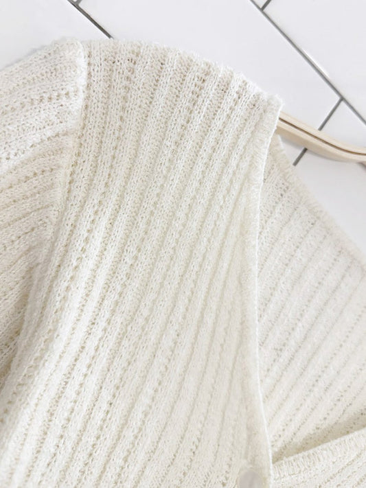 vintage pointelle ribbed knit cardigan top - good market thrift store