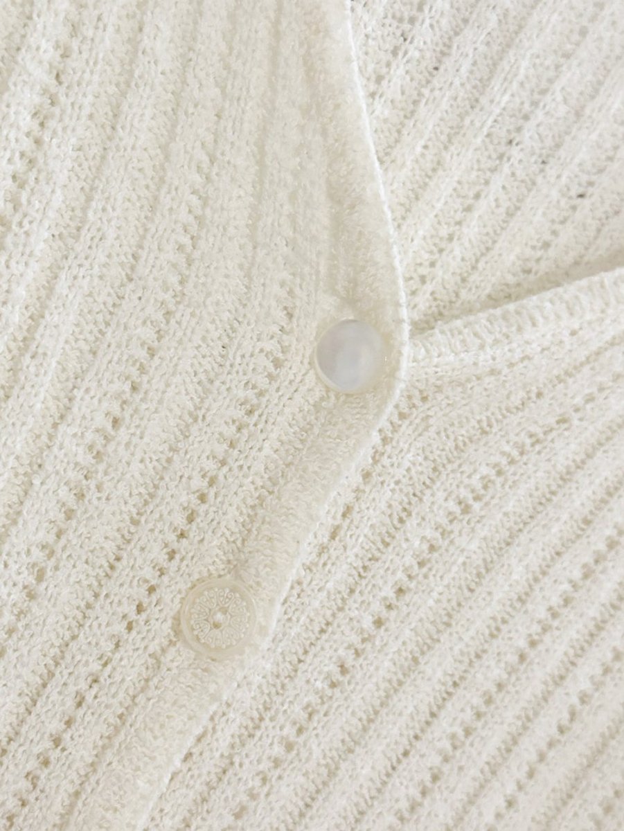 vintage pointelle ribbed knit cardigan top - good market thrift store