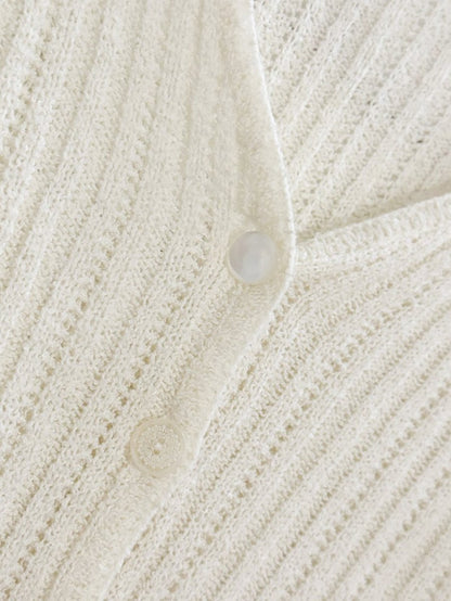 vintage pointelle ribbed knit cardigan top - good market thrift store