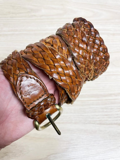 vintage polo ralph lauren braided leather belt | made in England - good market thrift store