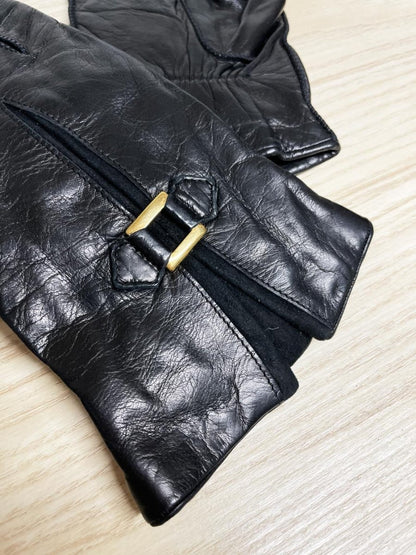 vintage portolano leather gloves | cashmere - blend lining - good market thrift store